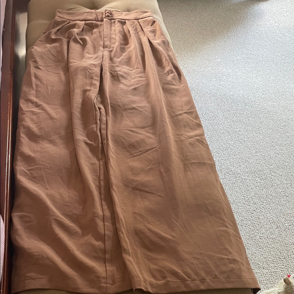 High-Waist Wide Leg Maxi Pants in Clay Brown